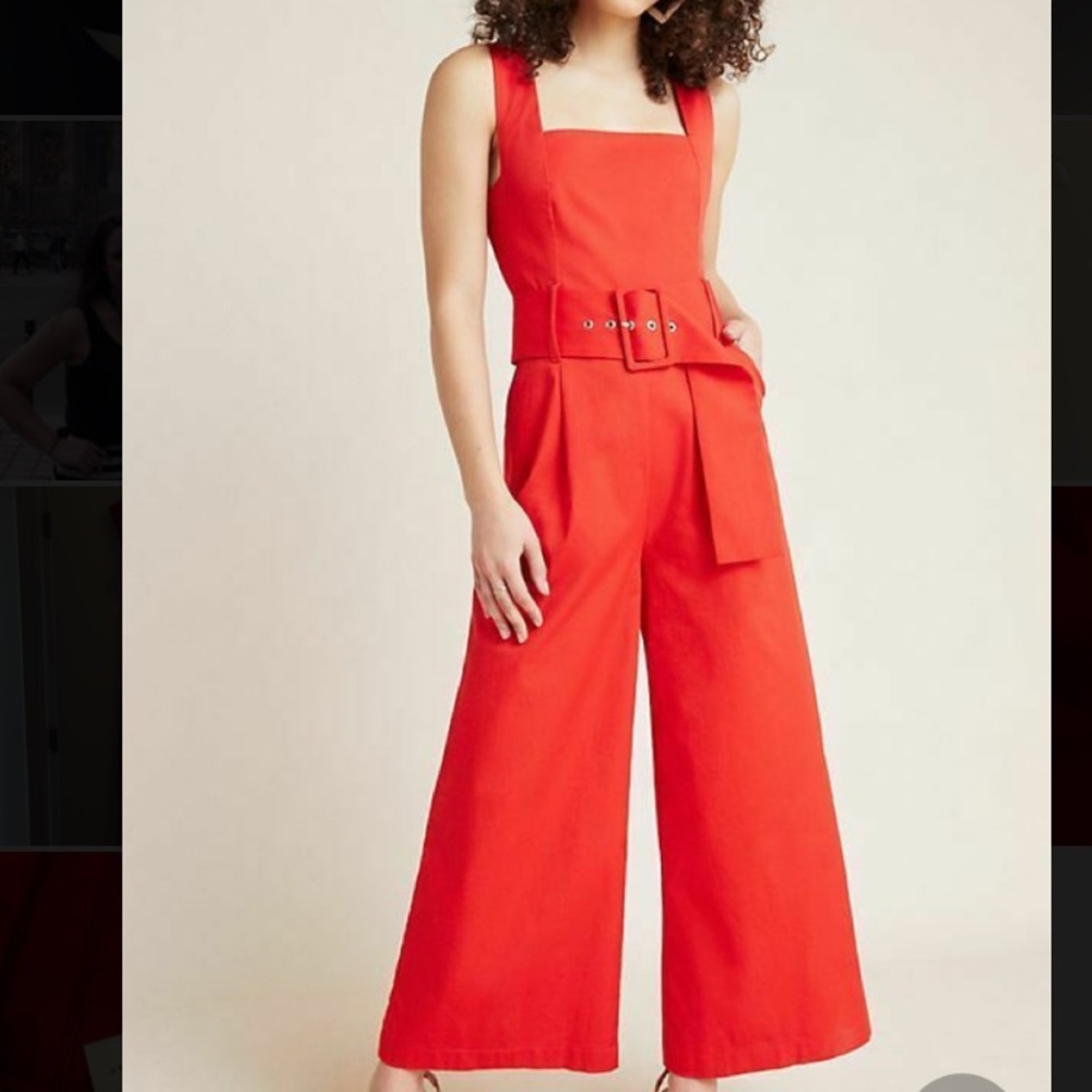 Anthropologie Red Jumpsuit with Pockets